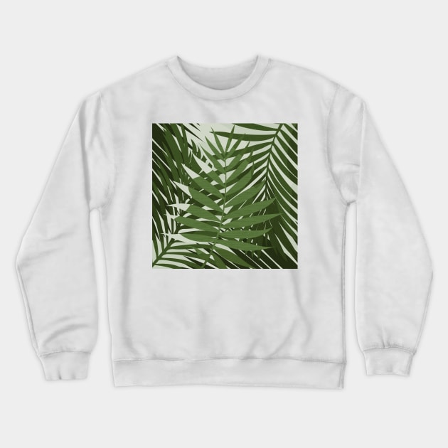 Green Palm Leaves / Illustration Crewneck Sweatshirt by matise